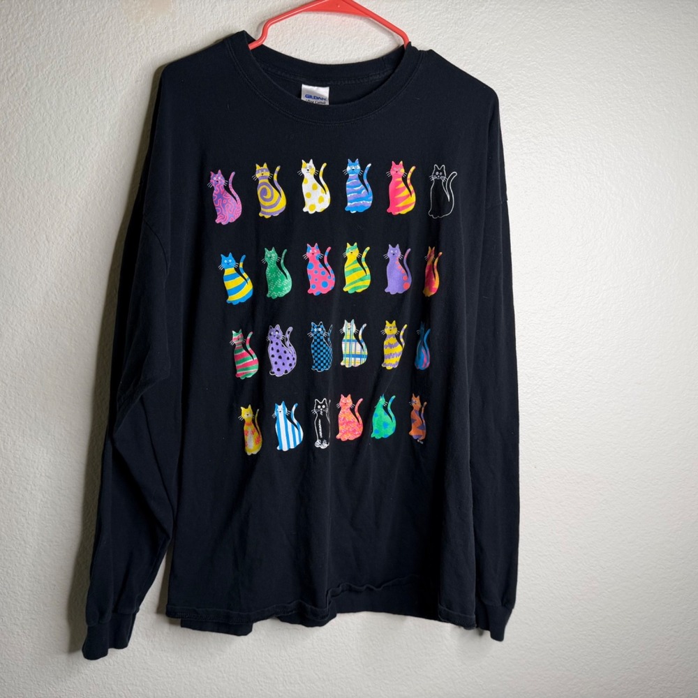 Cat Lover Shirt Gilden Black Sz 2XL Colorful Novelty
